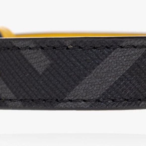 FENDI 'FF Metal Logo Reversible Bracelet' Men's Canvas & Leather M Gry/Ylw NWT! - Picture 11 of 16